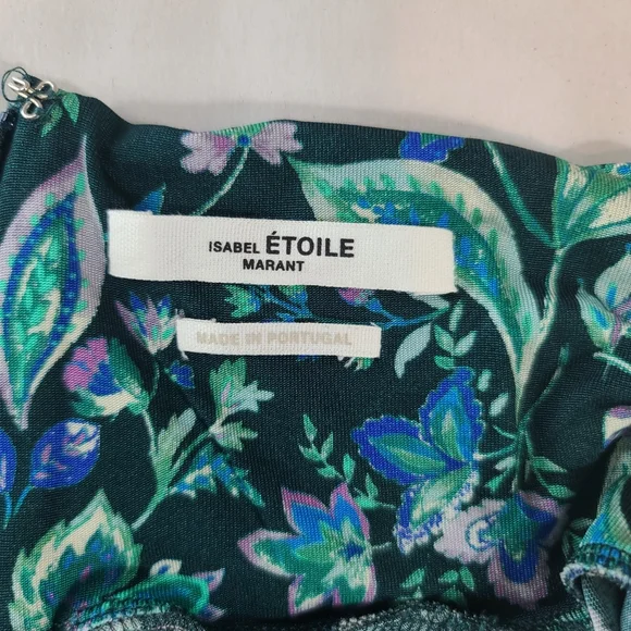 Isabel Marant Étoile Jewel Green Floral Turtleneck Blouse | Women’s Size 4 Light - Picture 6 of 11